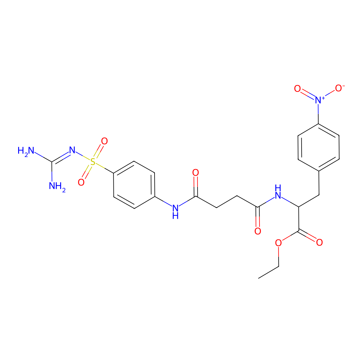 ethyl N-(4-{[4-(carbamimidoylsulfamoyl)phenyl]amino}-4-oxobutanoyl)-4-nitrophenylalaninate molecular structure, CAS 1214708-71-0