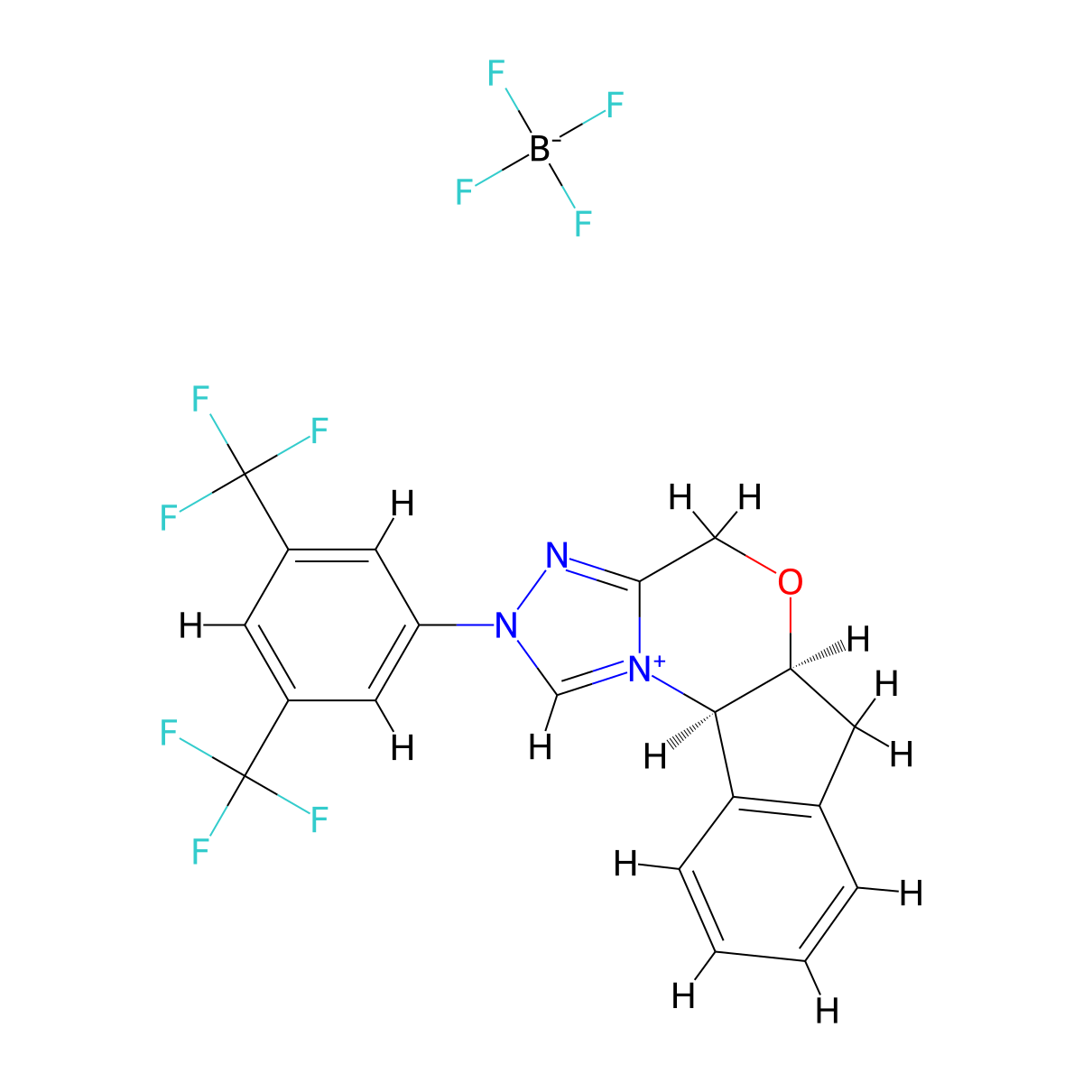 (5aS,10bR)-2-(3,5-bis(trifluoromethyl)phenyl)-4,5a,6,10b-tetrahydroindeno[2,1-b][1,2,4]triazolo[4,3-d][1,4]oxazin-2-ium tetrafluoroborate molecular structure, CAS 1214711-40-6