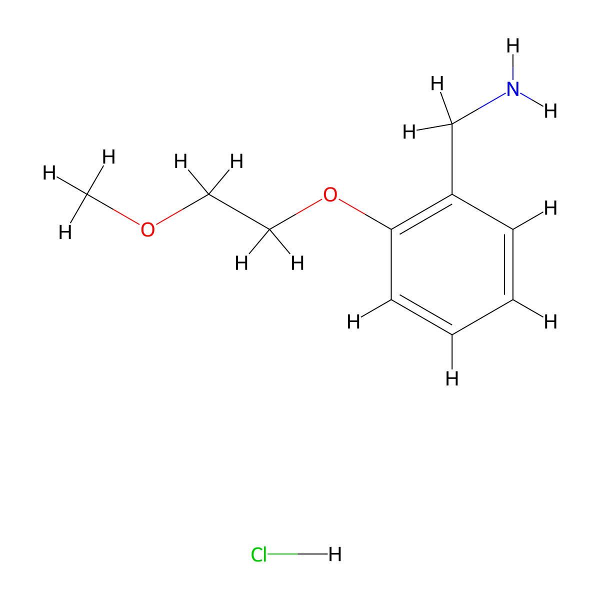 1-[2-(2-Methoxyethoxy)phenyl]methanamine hydrochloride molecular structure, CAS 1214728-62-7