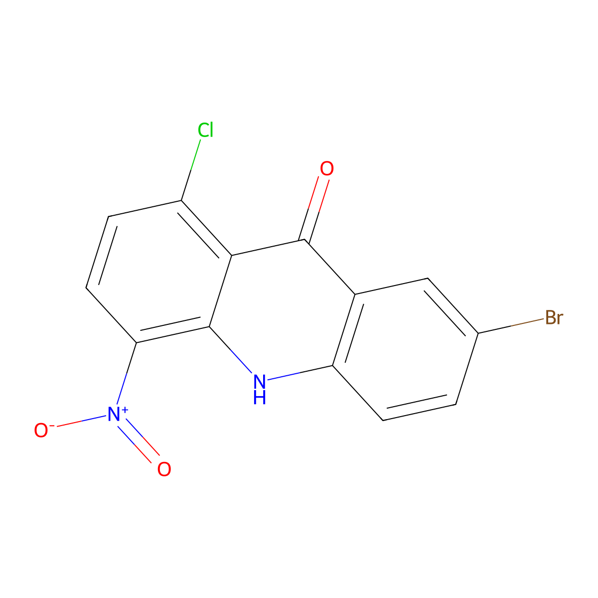 7-Bromo-1-chloro-4-nitro-9,10-dihydroacridin-9-one molecular structure, CAS 1214736-09-0