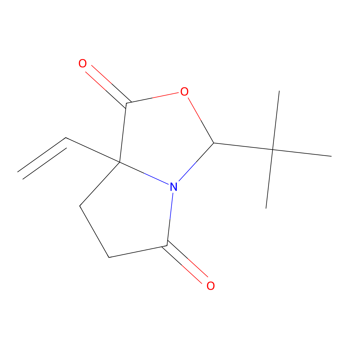 (3R,7AR)-3-(tert-butyl)-7a-vinyldihydropyrrolo[1,2-c]oxazole-1,5(3H,6H)-dione molecular structure, CAS 1214741-20-4