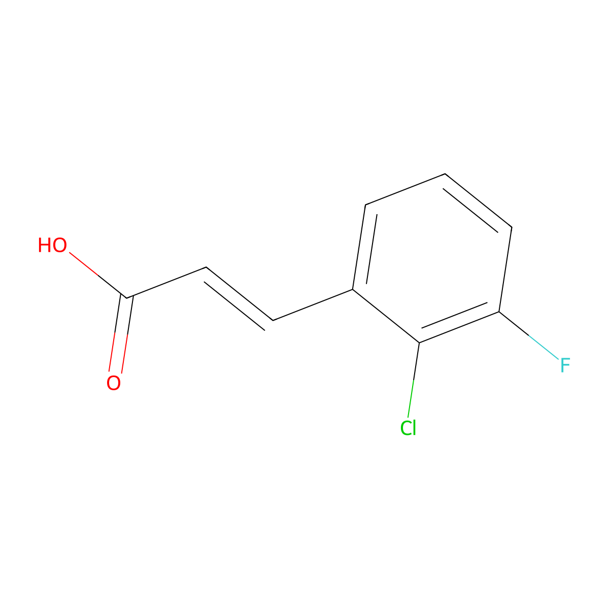 (2E)-3-(2-chloro-3-fluorophenyl)prop-2-enoic acid molecular structure, CAS 1214791-04-4