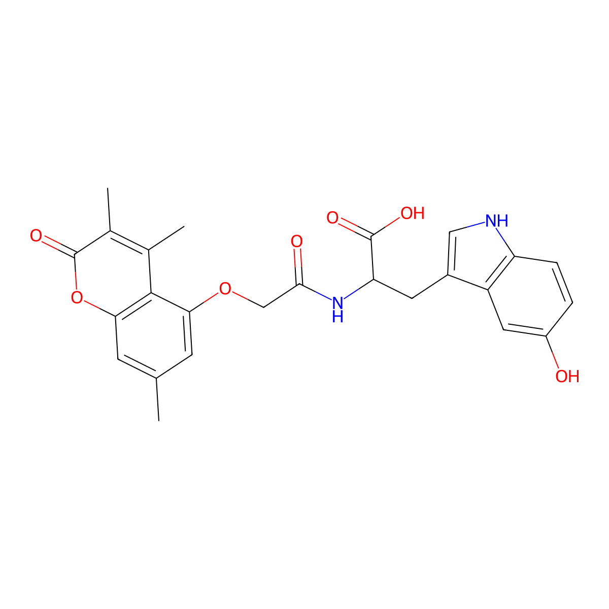 5-hydroxy-N-{[(3,4,7-trimethyl-2-oxo-2H-chromen-5-yl)oxy]acetyl}tryptophan molecular structure, CAS 1214794-03-2