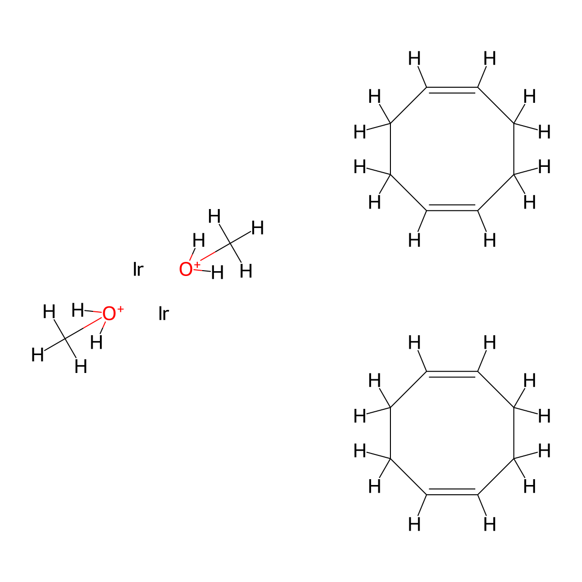 (1,5-Cyclooctadiene)(methoxy)iridium(I) dimer molecular structure, CAS 12148-71-9