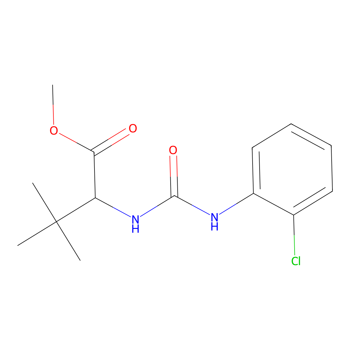 Methyl 2-{[(2-chloroanilino)carbonyl]amino}-3,3-dimethylbutanoate molecular structure, CAS 1214800-15-3