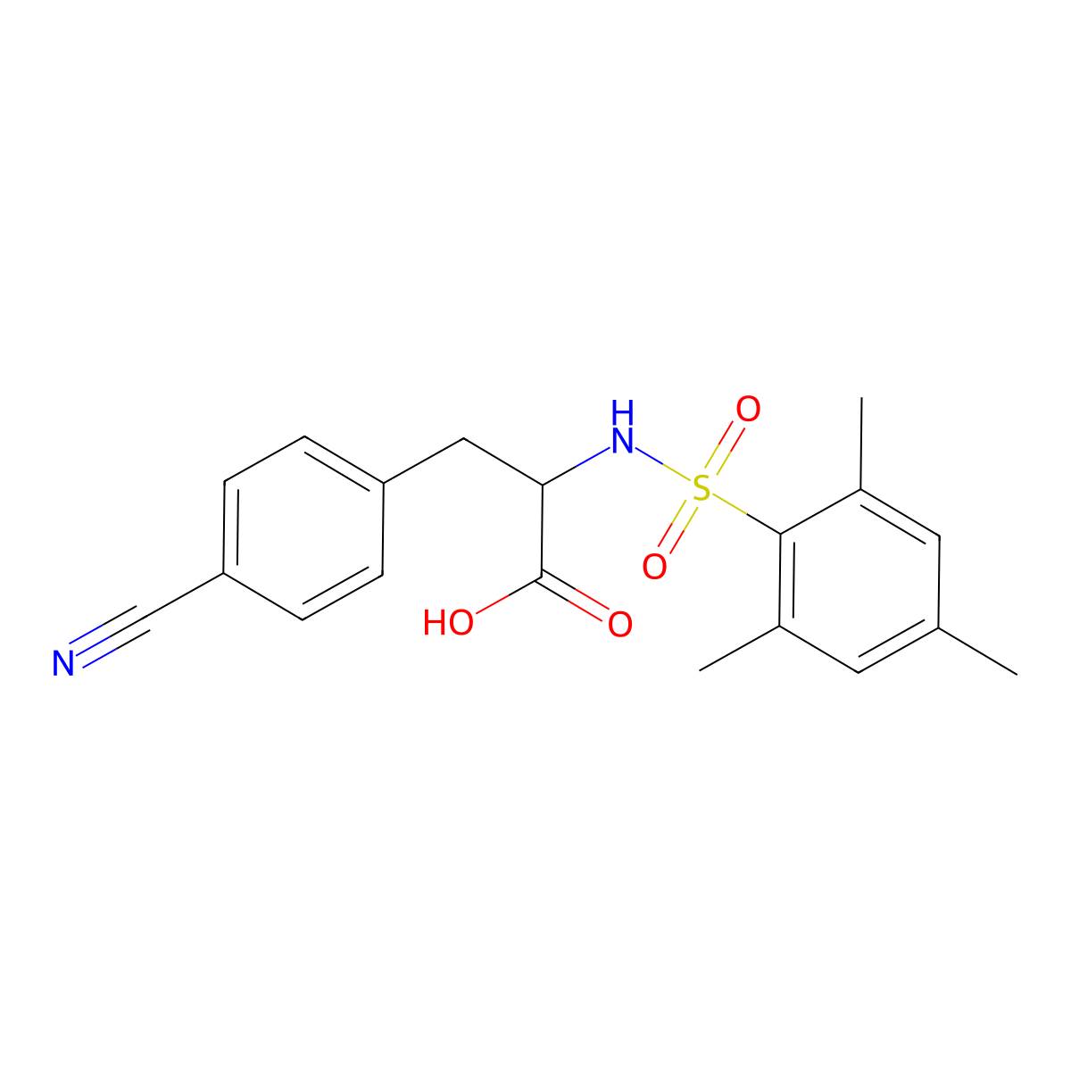 3-(4-Cyanophenyl)-2-[(mesitylsulfonyl)amino]propanoic acid molecular structure, CAS 1214800-75-5