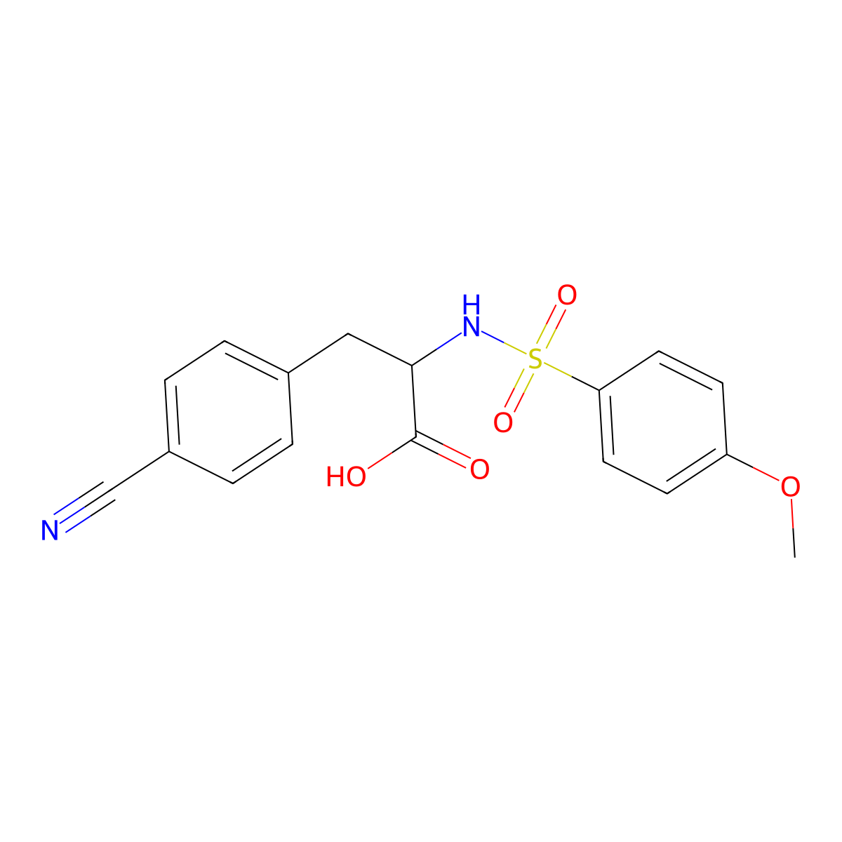 3-(4-Cyanophenyl)-2-{[(4-methoxyphenyl)sulfonyl]amino}propanoic acid molecular structure, CAS 1214808-67-9
