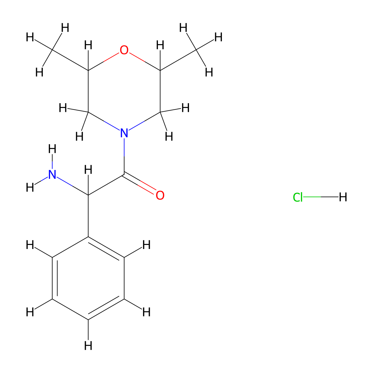 2-Amino-1-(2,6-dimethylmorpholin-4-yl)-2-phenylethan-1-one hydrochloride molecular structure, CAS 1214808-81-7
