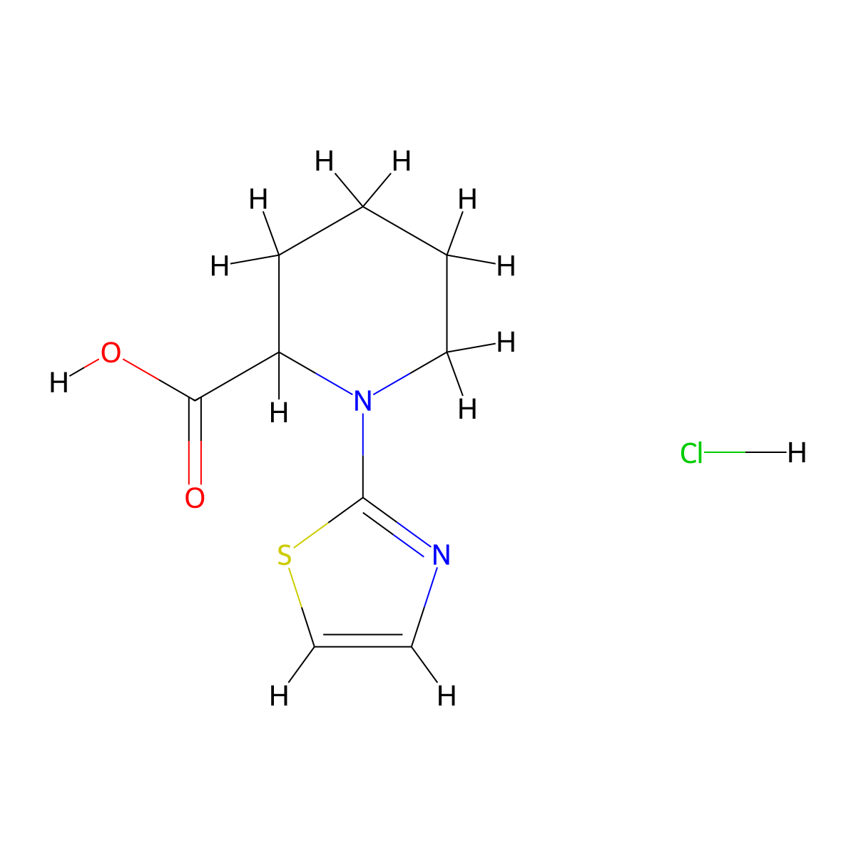 1-(1,3-Thiazol-2-yl)piperidine-2-carboxylic acid hydrochloride molecular structure, CAS 1214810-72-6