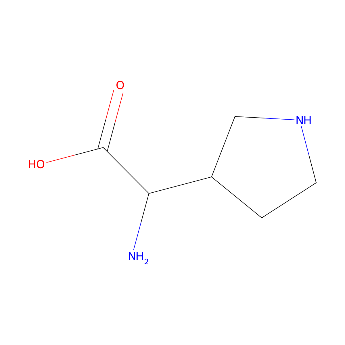 2-Amino-2-(pyrrolidin-3-yl)acetic acid molecular structure, CAS 1214812-00-6