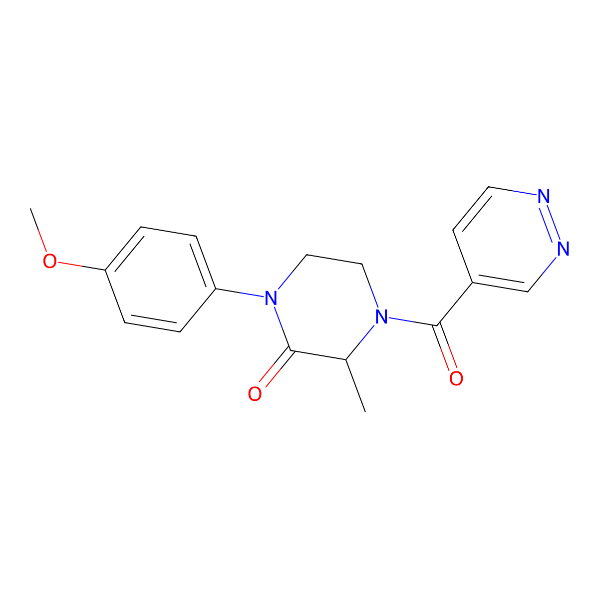 1-(4-Methoxyphenyl)-3-methyl-4-(pyridazine-4-carbonyl)piperazin-2-one molecular structure, CAS 1214812-01-7
