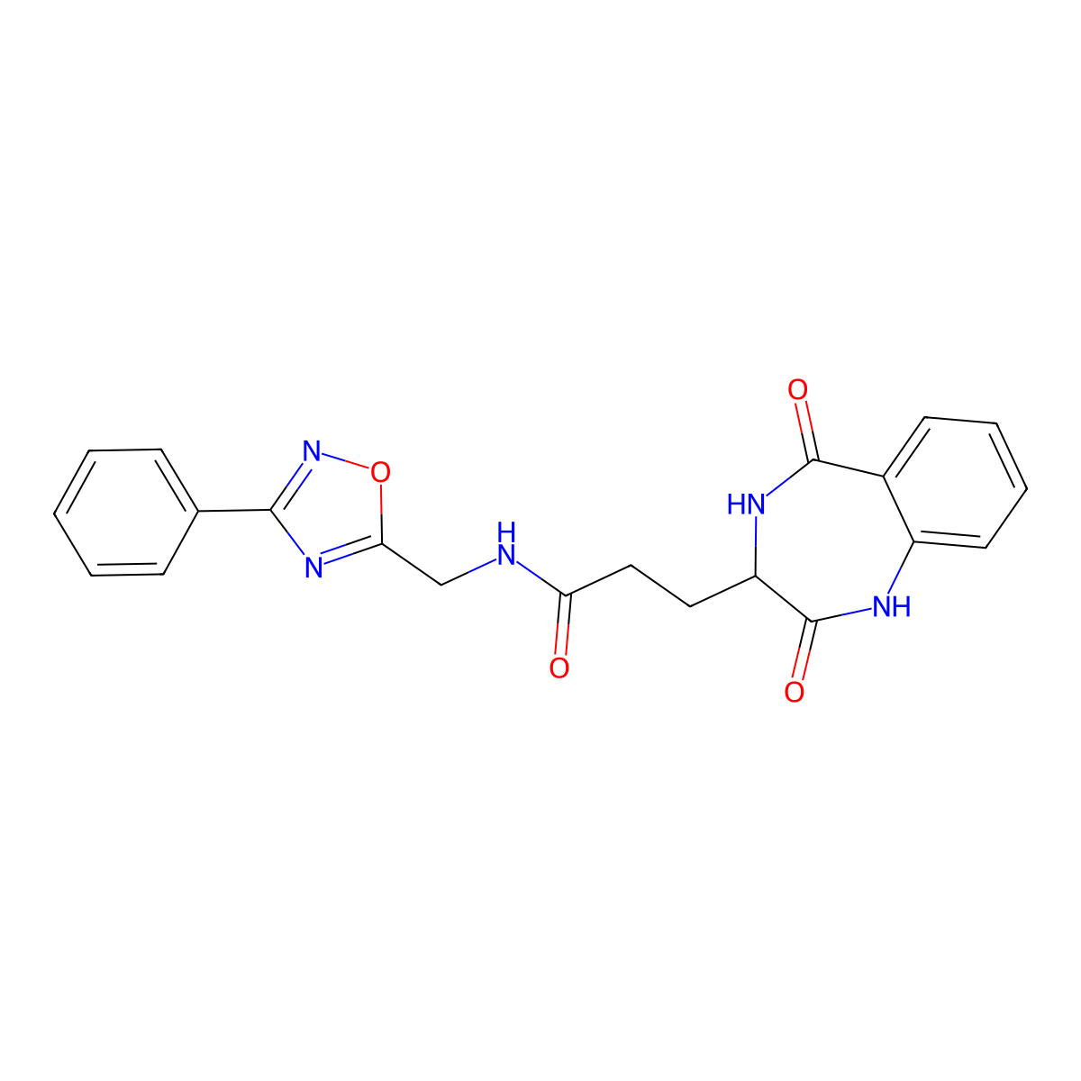 3-(2,5-dioxo-2,3,4,5-tetrahydro-1H-benzo[e][1,4]diazepin-3-yl)-N-((3-phenyl-1,2,4-oxadiazol-5-yl)methyl)propanamide molecular structure, CAS 1214816-68-8
