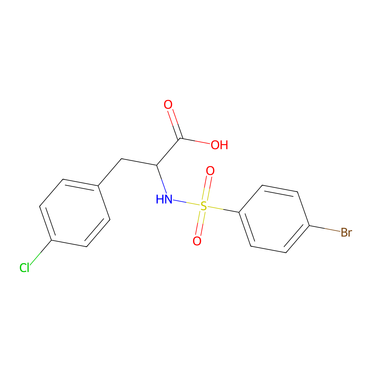 2-[(4-bromophenyl)sulfonylamino]-3-(4-chlorophenyl)propanoic Acid molecular structure, CAS 1214820-90-2