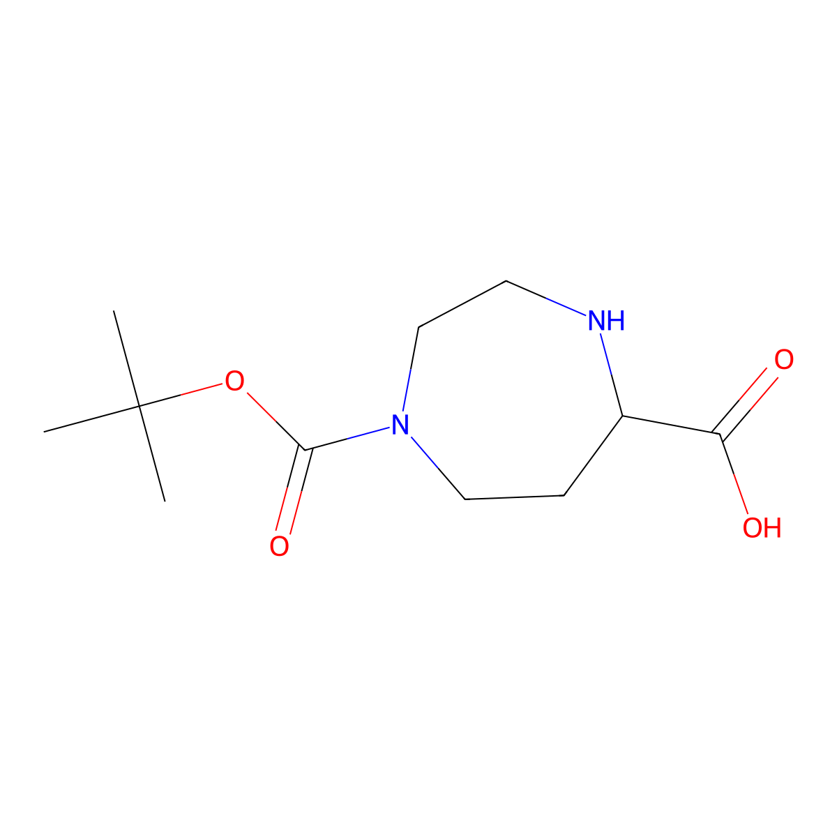 1-(tert-Butoxycarbonyl)-1,4-diazepane-5-carboxylic acid molecular structure, CAS 1214824-64-2