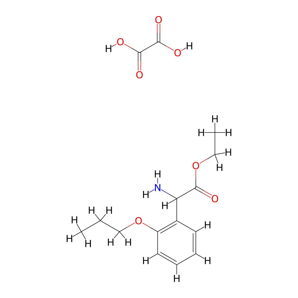 Ethyl amino(2-propoxyphenyl)acetate oxalate molecular structure, CAS 1214825-92-9