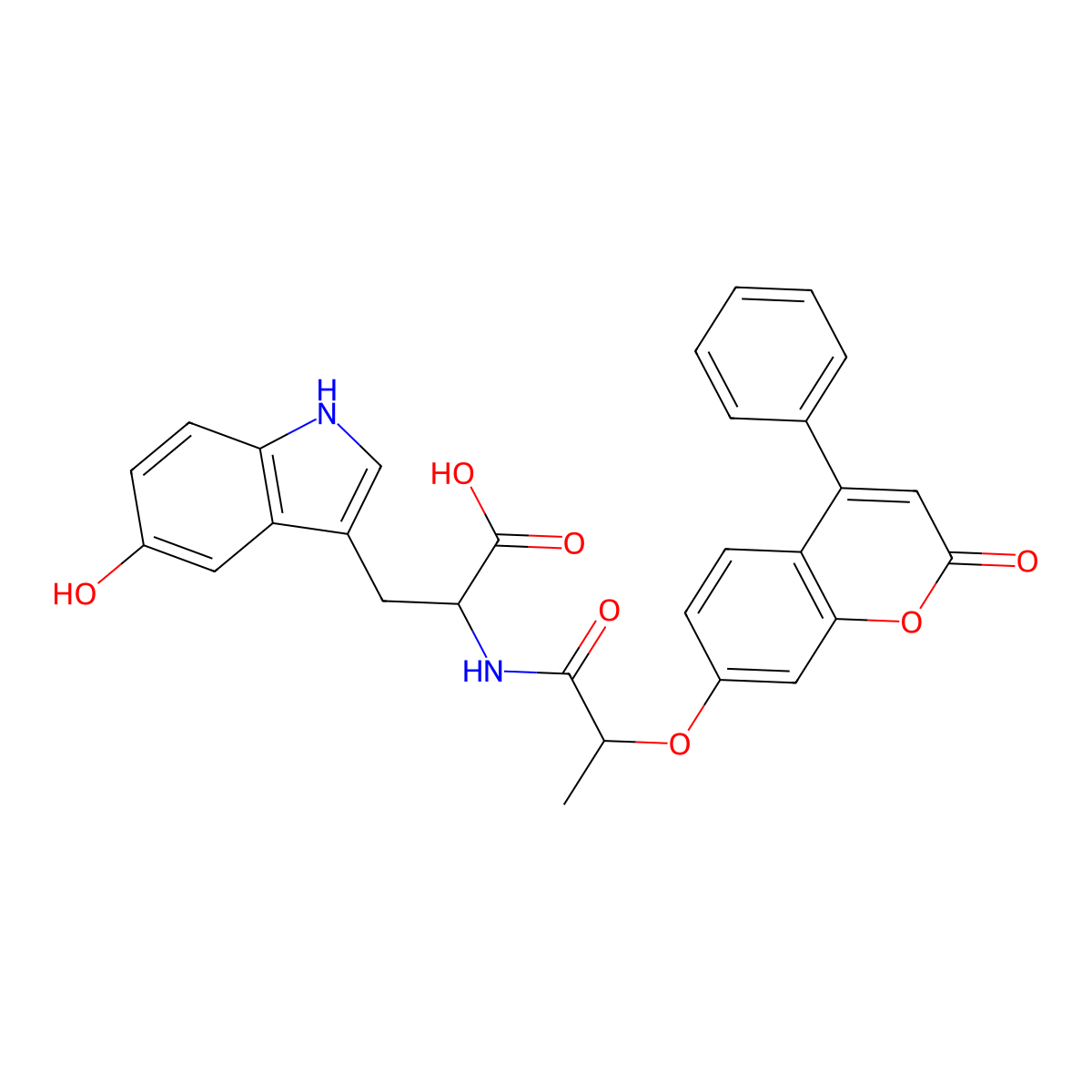 5-hydroxy-N-{2-[(2-oxo-4-phenyl-2H-chromen-7-yl)oxy]propanoyl}tryptophan molecular structure, CAS 1214828-22-4
