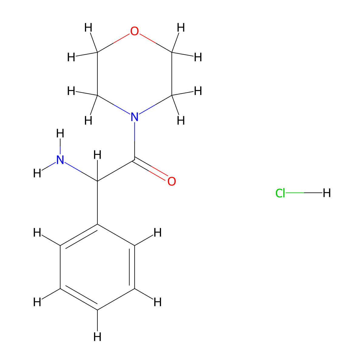 2-Amino-1-(morpholin-4-yl)-2-phenylethan-1-one hydrochloride molecular structure, CAS 1214829-93-2