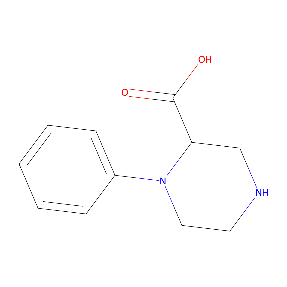 1-Phenylpiperazine-2-carboxylic acid molecular structure, CAS 1214833-66-5