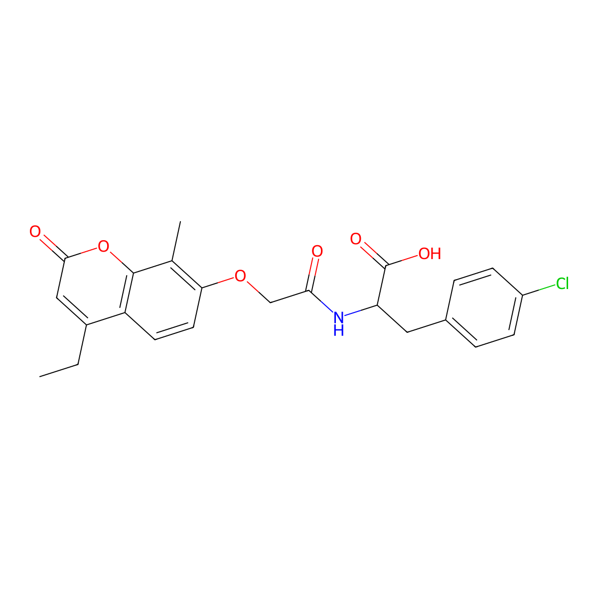 4-chloro-N-{[(4-ethyl-8-methyl-2-oxo-2H-chromen-7-yl)oxy]acetyl}phenylalanine molecular structure, CAS 1214838-87-5