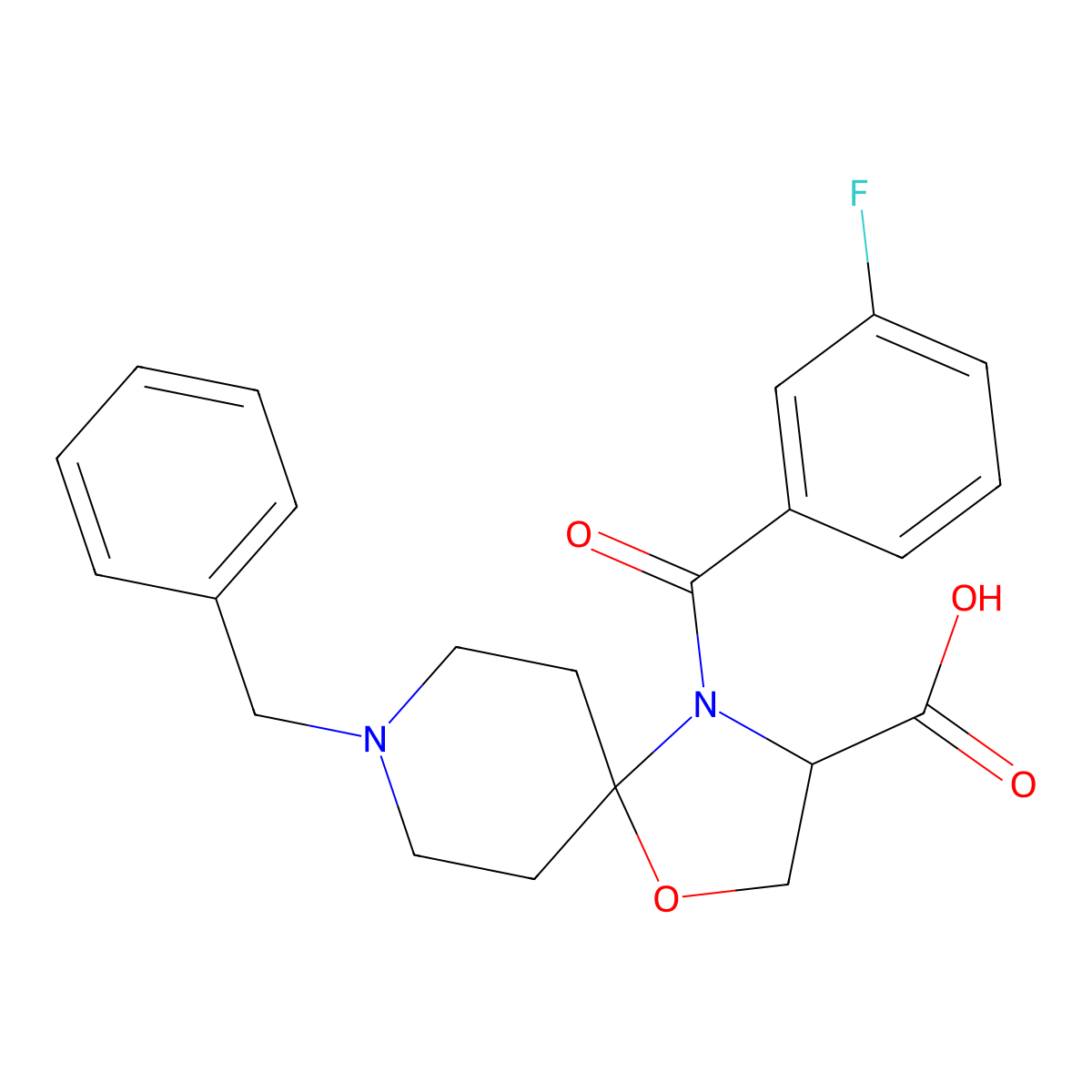 8-Benzyl-4-(3-fluorobenzoyl)-1-oxa-4,8-diazaspiro[4.5]decane-3-carboxylic acid molecular structure, CAS 1214844-54-8