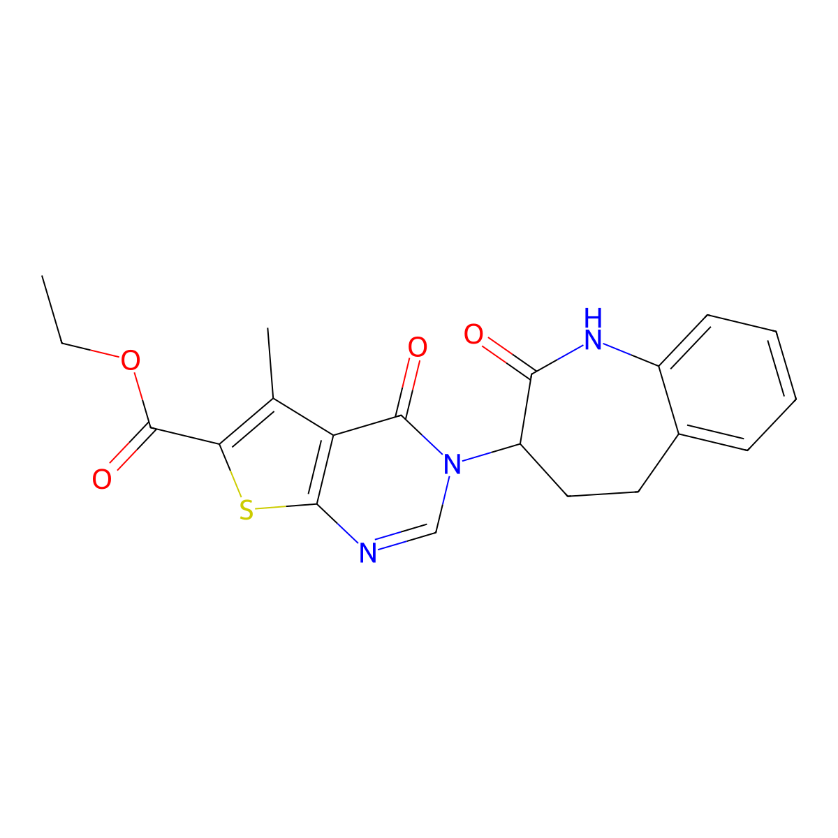 ethyl 3-(2-hydroxy-4,5-dihydro-3H-1-benzazepin-3-yl)-5-methyl-4-oxo-3,4-dihydrothieno[2,3-d]pyrimidine-6-carboxylate molecular structure, CAS 1214848-90-4