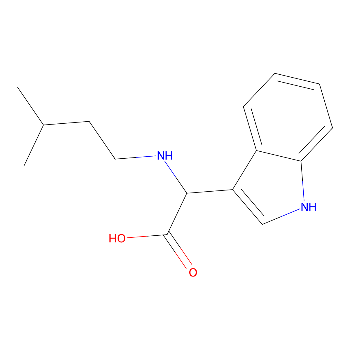 1H-indol-3-yl[(3-methylbutyl)amino]acetic acid molecular structure, CAS 1214860-66-8