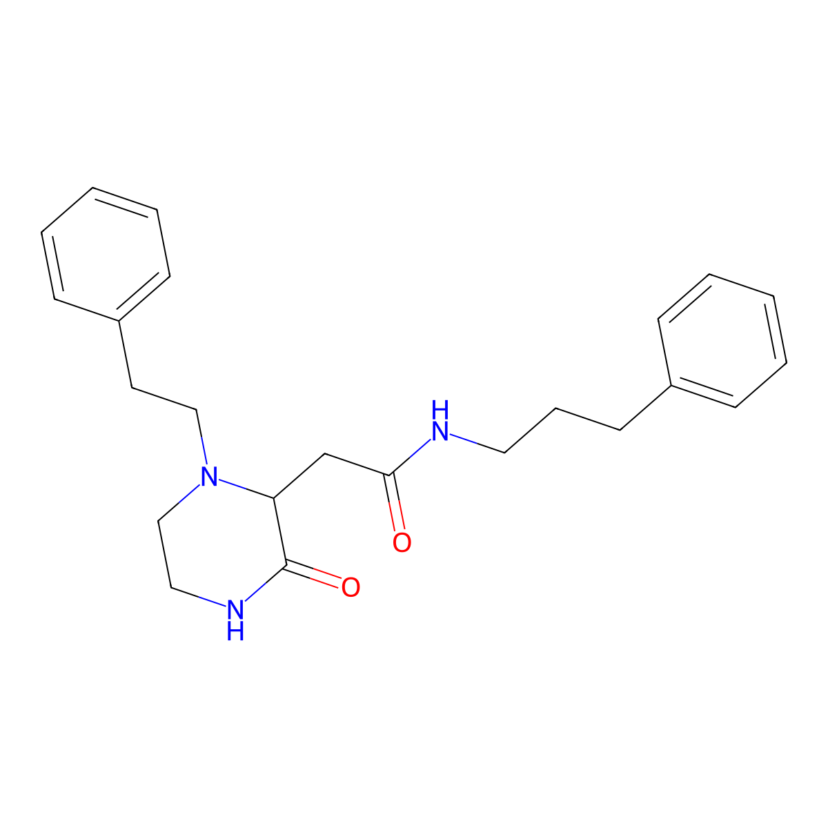 2-[3-Oxo-1-(2-phenylethyl)piperazin-2-yl]-N-(3-phenylpropyl)acetamide molecular structure, CAS 1214860-67-9
