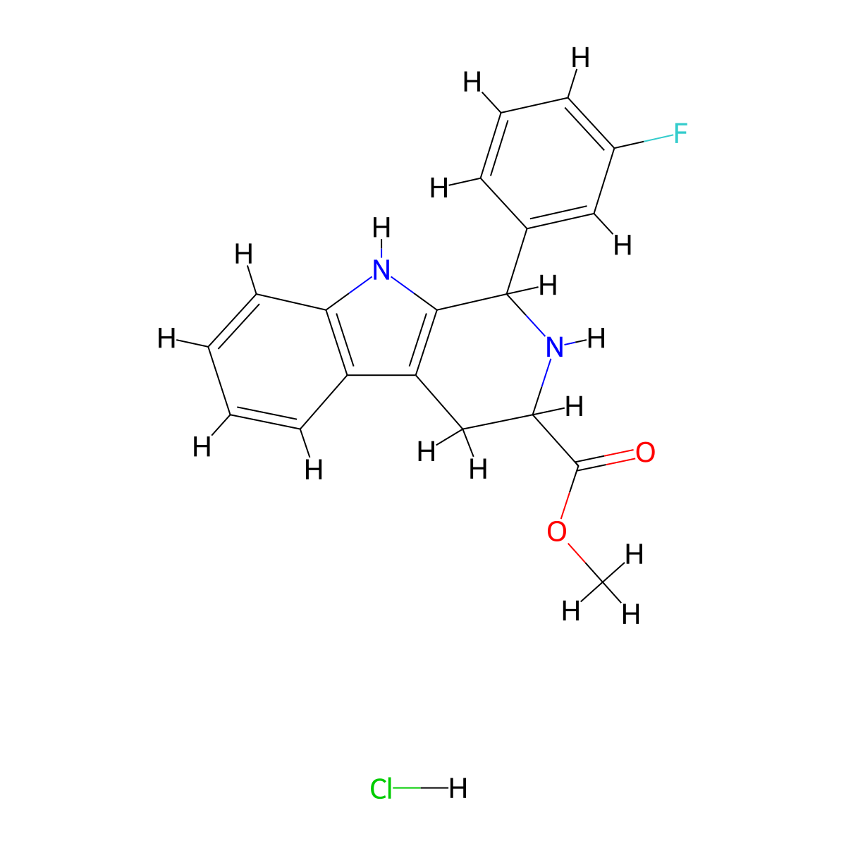 Methyl 1-(3-fluorophenyl)-2,3,4,9-tetrahydro-1h-beta-carboline-3-carboxylate, HCl molecular structure, CAS 1214862-50-6