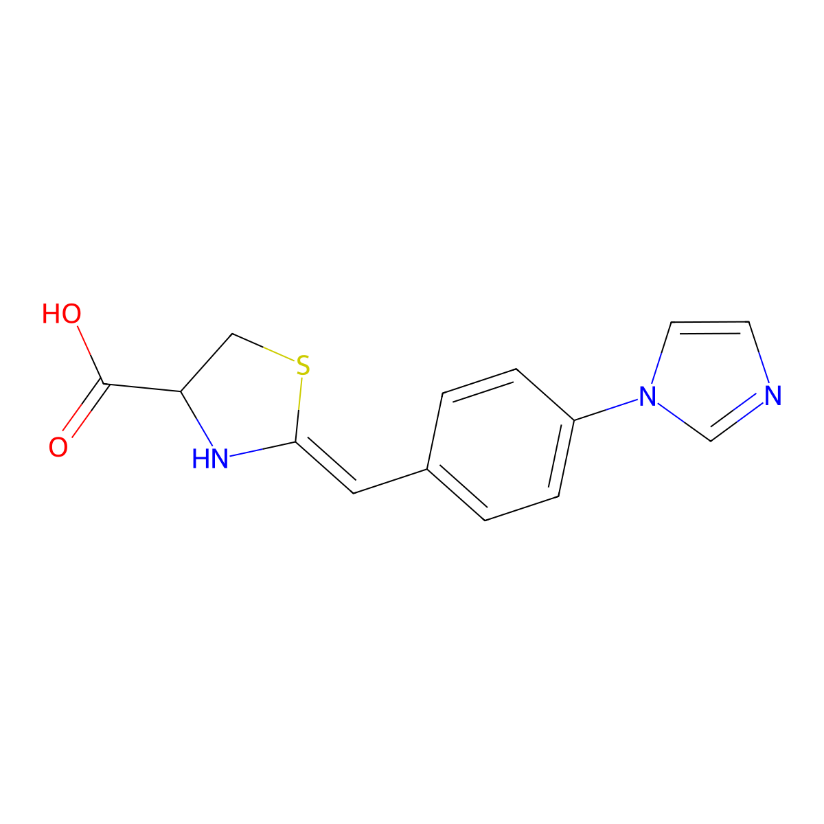 2-{(Z)-[4-(1H-imidazol-1-yl)phenyl]methylidene}-1,3-thiazolane-4-carboxylic acid molecular structure, CAS 1214864-94-4