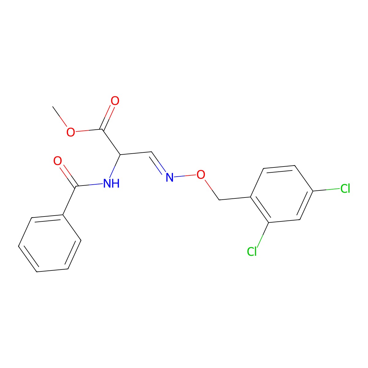 methyl (3E)-3-{[(2,4-dichlorophenyl)methoxy]imino}-2-(phenylformamido)propanoate molecular structure, CAS 1214872-97-5