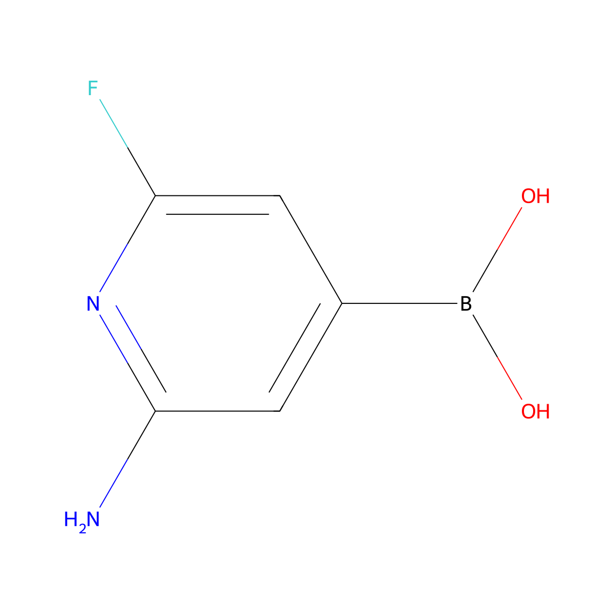 (2-Amino-6-fluoropyridin-4-YL)boronic acid molecular structure, CAS 1214879-87-4