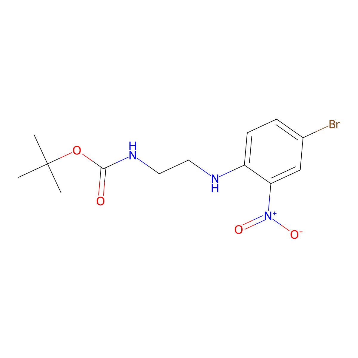 Tert-butyl 2-(4-bromo-2-nitrophenylamino)ethylcarbamate molecular structure, CAS 1214899-71-4