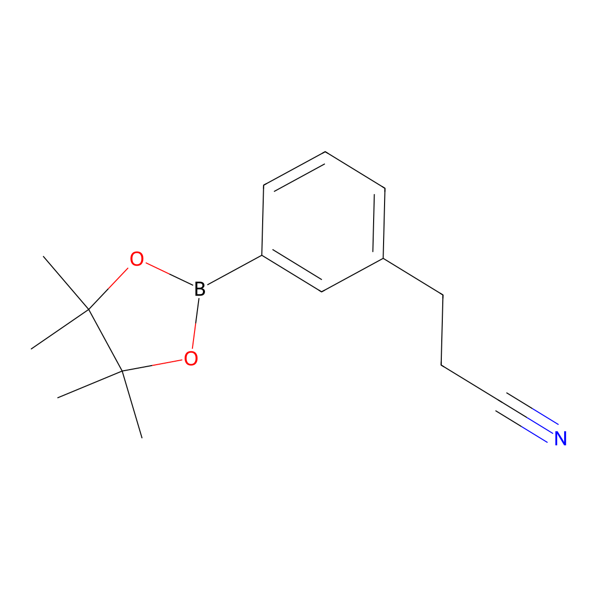 3-(4,4,5,5-Tetramethyl-1,3,2-dioxaborolan-2-yl)benzenepropanenitrile molecular structure, CAS 1214900-09-0
