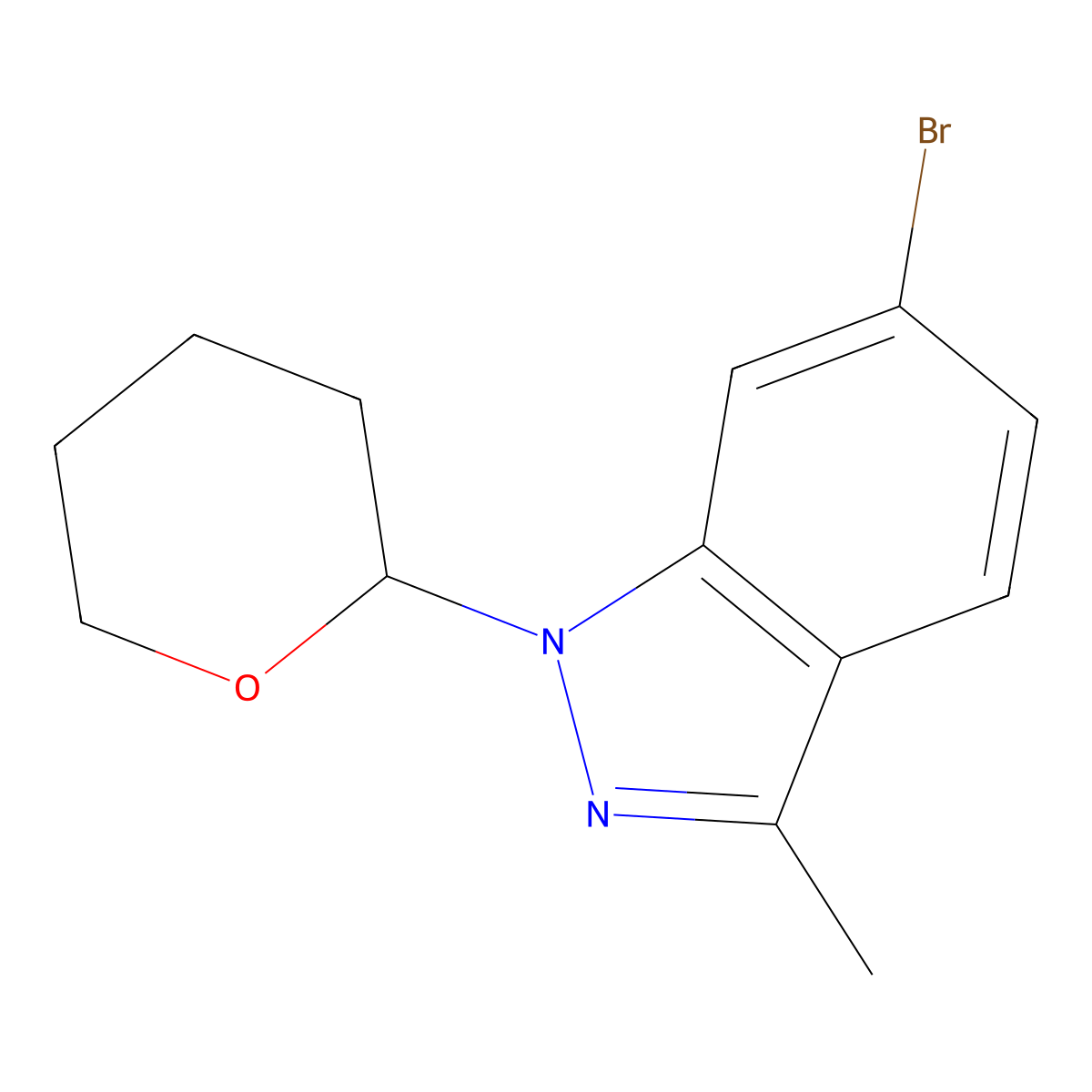6-bromo-3-methyl-1-(tetrahydro-2H-pyran-2-yl)-1H-indazole molecular structure, CAS 1214900-50-1