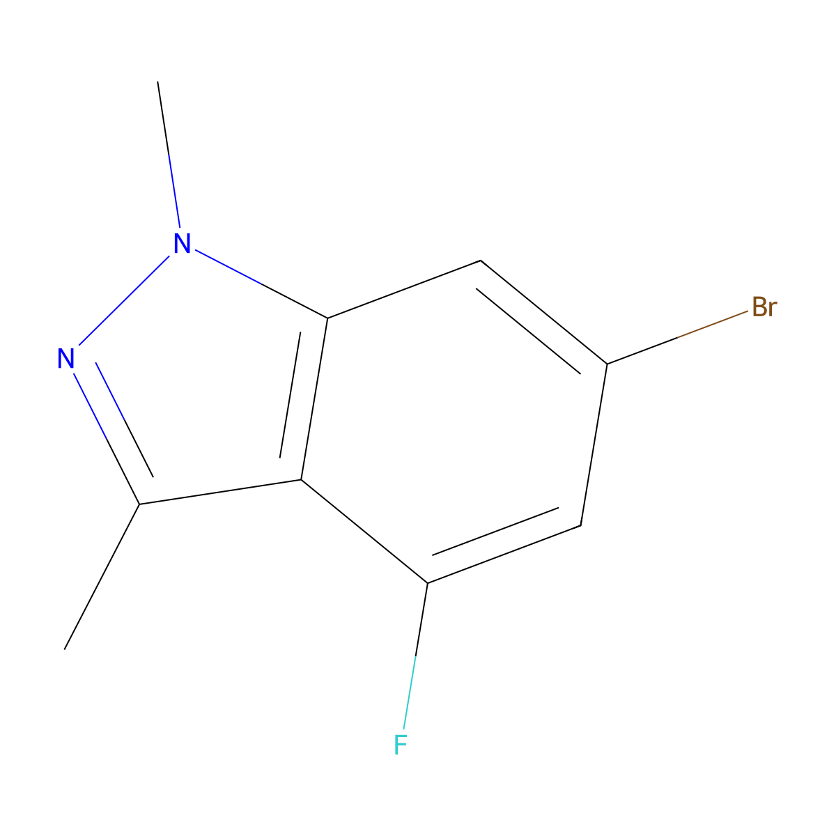 6-Bromo-4-fluoro-1,3-dimethyl-1H-indazole molecular structure, CAS 1214900-64-7