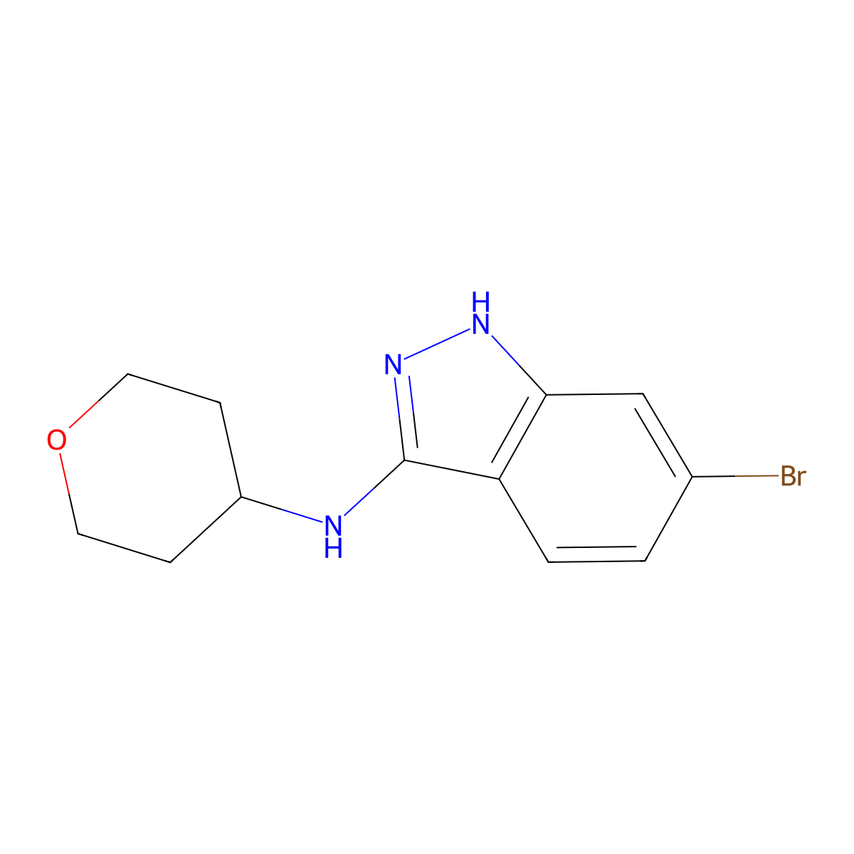 6-Bromo-N-(tetrahydro-2H-pyran-4-yl)-1H-indazol-3-amine molecular structure, CAS 1214900-69-2