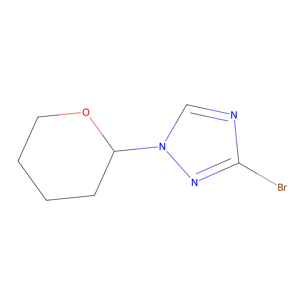 3-bromo-1-(tetrahydro-2H-pyran-2-yl)-1H-1,2,4-triazole molecular structure, CAS 1214900-96-5