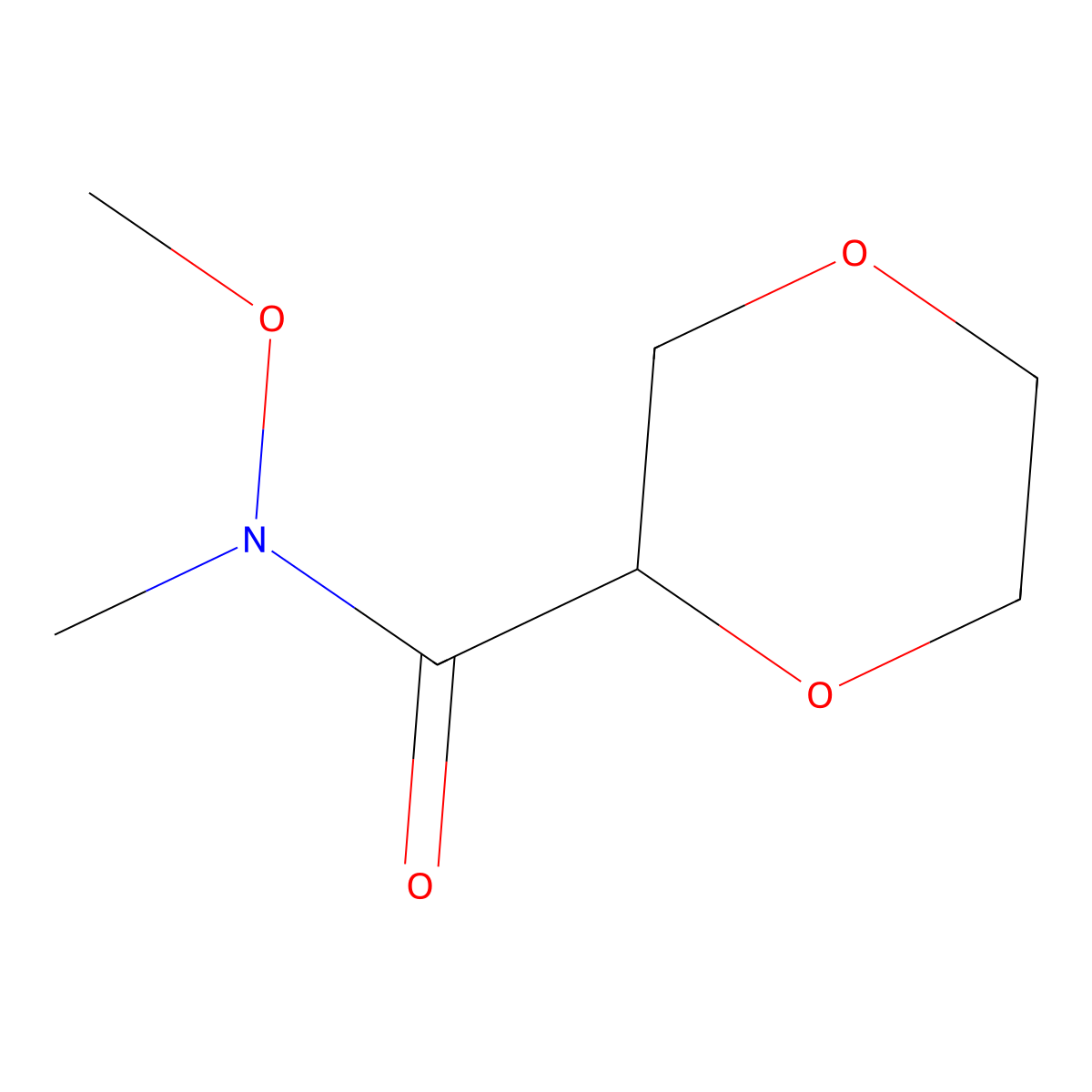 N-methoxy-N-methyl-1,4-dioxane-2-carboxamide molecular structure, CAS 1214900-98-7