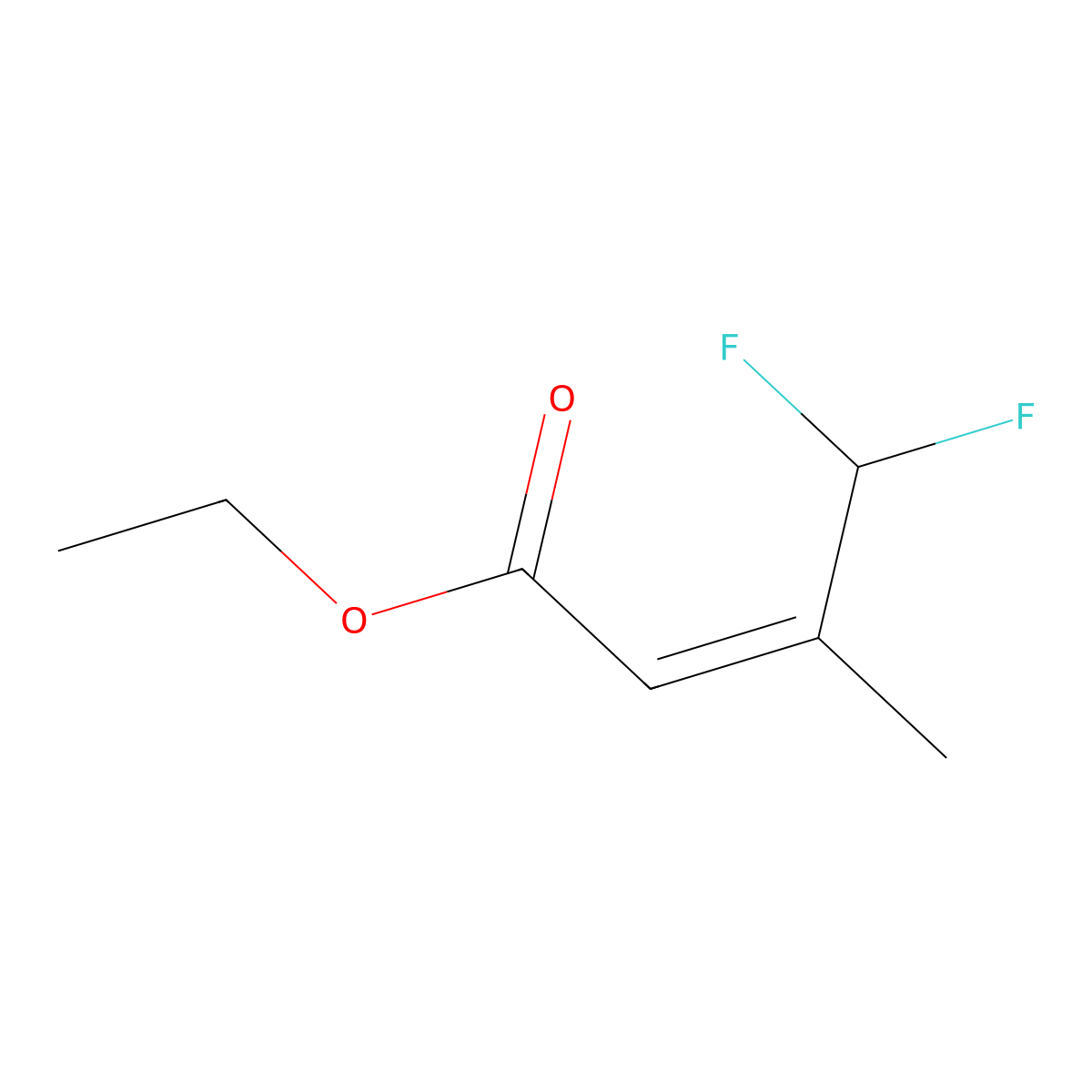 Ethyl 4,4-difluoro-3-methylbut-2-enoate molecular structure, CAS 1214911-38-2