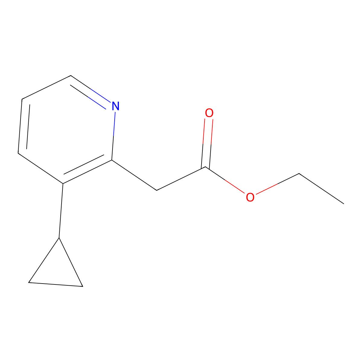 Ethyl 2-(3-cyclopropylpyridin-2-yl)acetate molecular structure, CAS 1214911-59-7