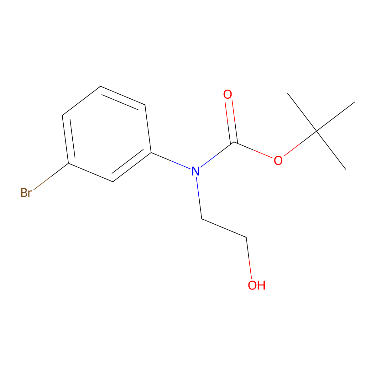 tert-butyl N-(3-bromophenyl)-N-(2-hydroxyethyl)carbamate molecular structure, CAS 121494-30-2