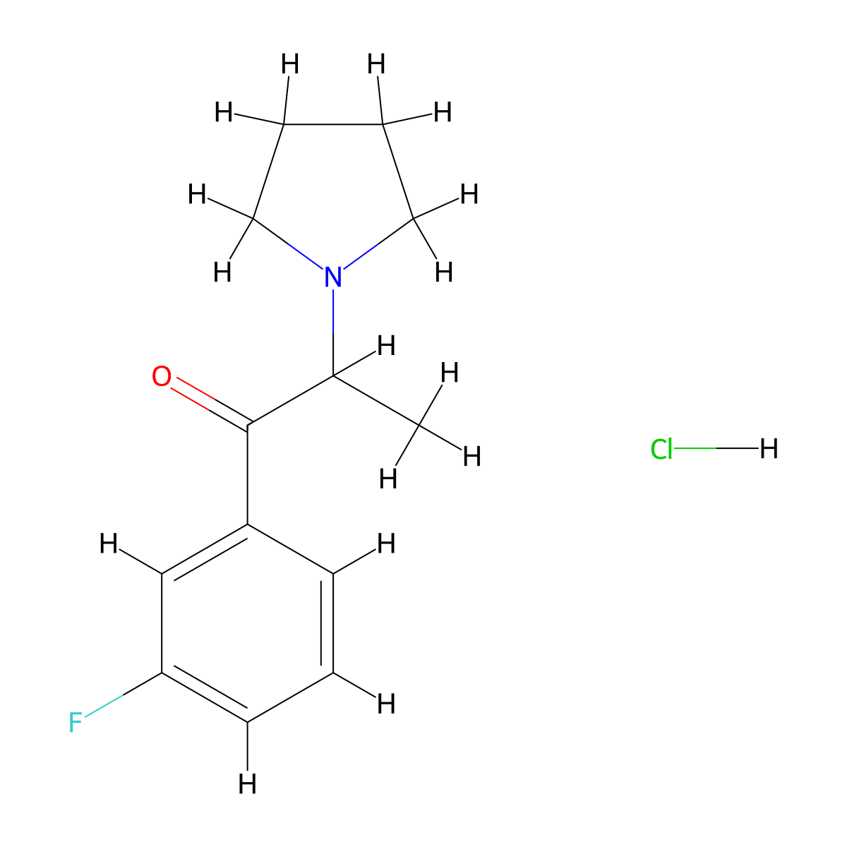 3'-fluoro-alpha-Pyrrolidinopropiophenone (hydrochloride) molecular structure, CAS 1214940-15-4