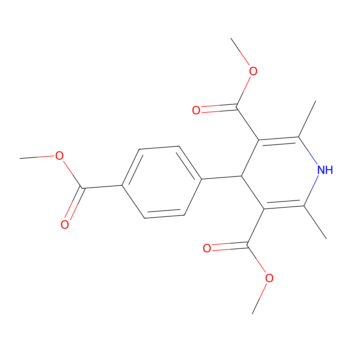 3,5-Pyridinedicarboxylic acid, 1,4-dihydro-4-(4-(methoxycarbonyl)phenyl)-2,6-dimethyl-, dimethyl ester molecular structure, CAS 121497-05-0