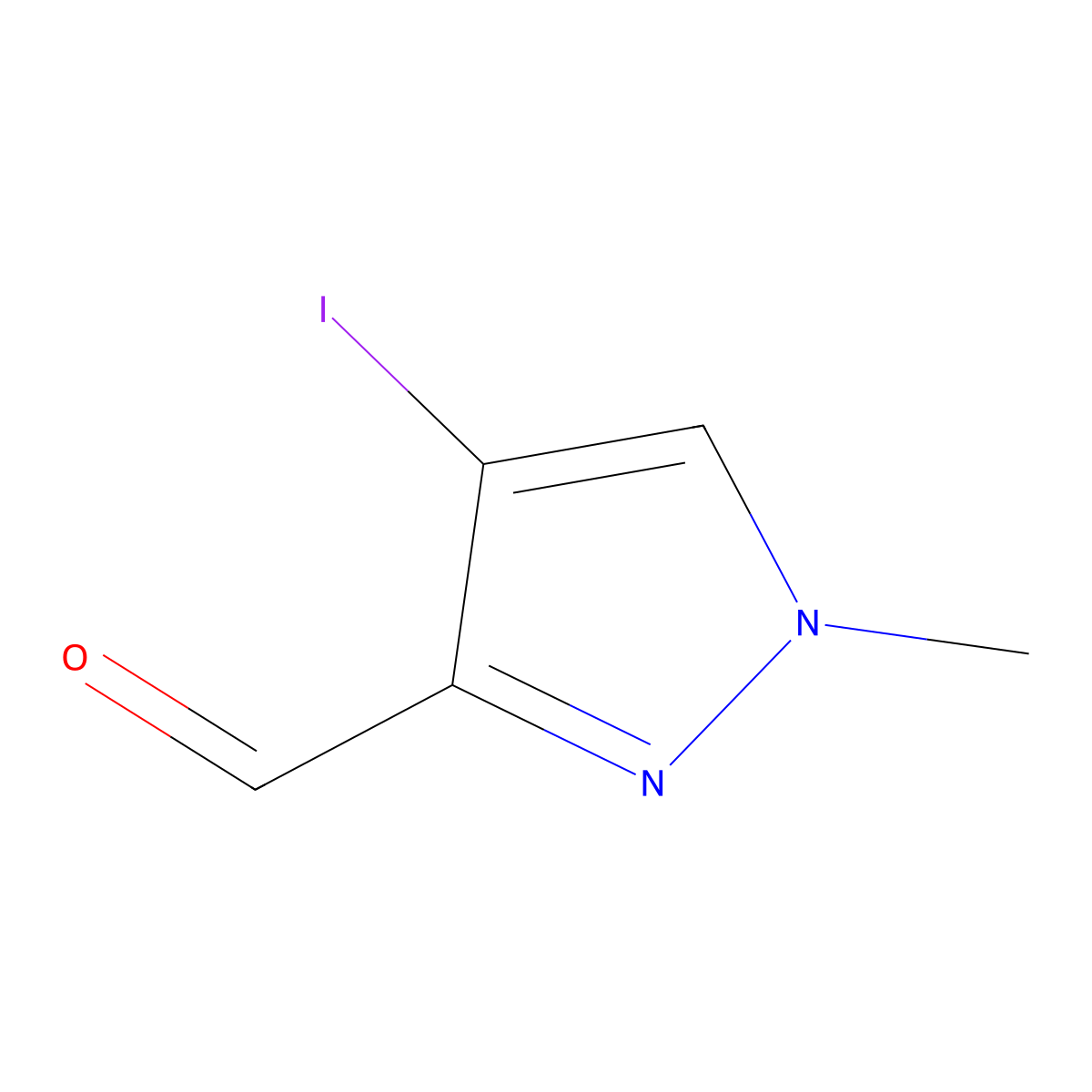 4-iodo-1-methyl-1H-pyrazole-3-carbaldehyde molecular structure, CAS 1214997-78-0