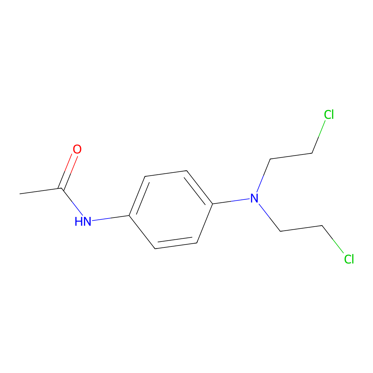 Acetamide, N-(4-(bis(2-chloroethyl)amino)phenyl)- molecular structure, CAS 1215-16-3