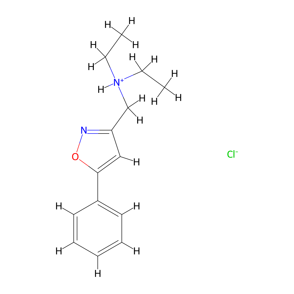 Isoxazole, 3-(diethylaminomethyl)-5-phenyl-, hydrochloride molecular structure, CAS 1215-23-2