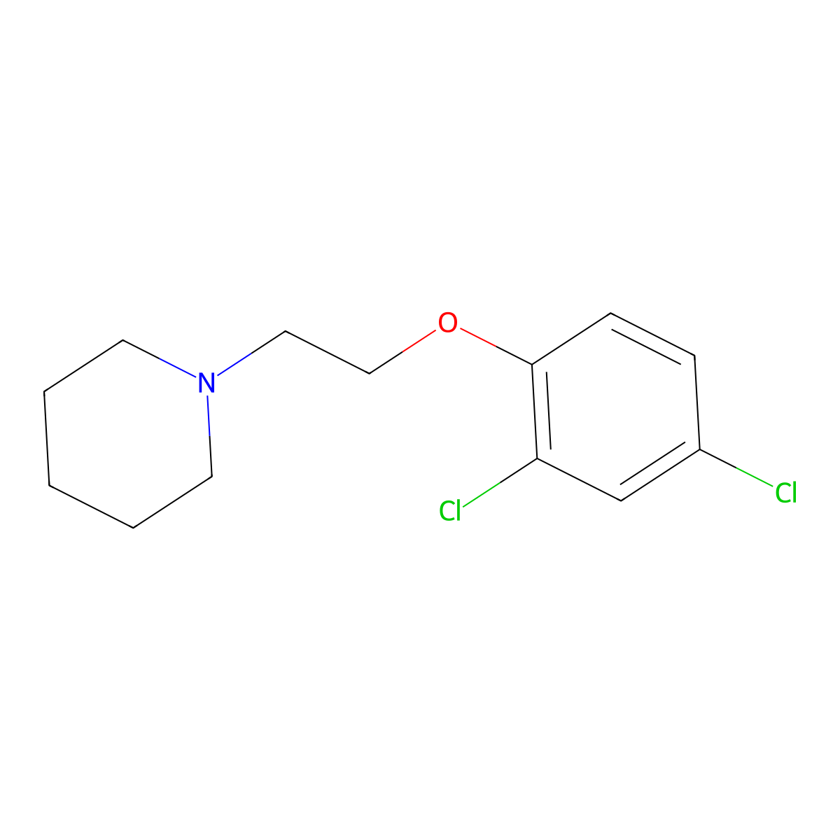 1-(2-(2,4-Dichlorophenoxy)ethyl)piperidine molecular structure, CAS 1215-60-7