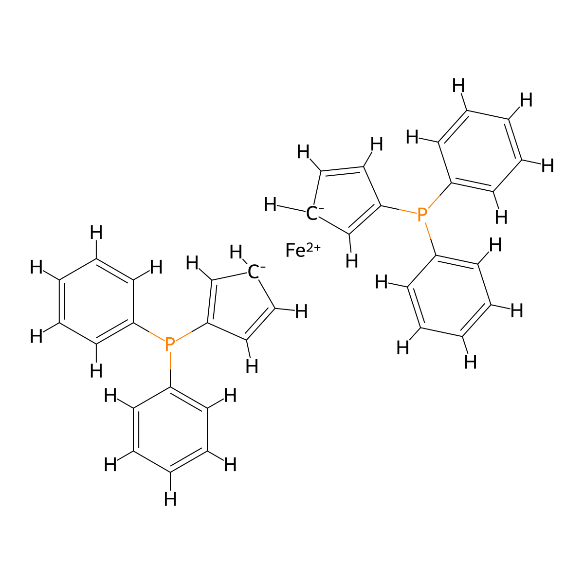1,1-Bis(diphenylphosphino)ferrocene molecular structure, CAS 12150-46-8