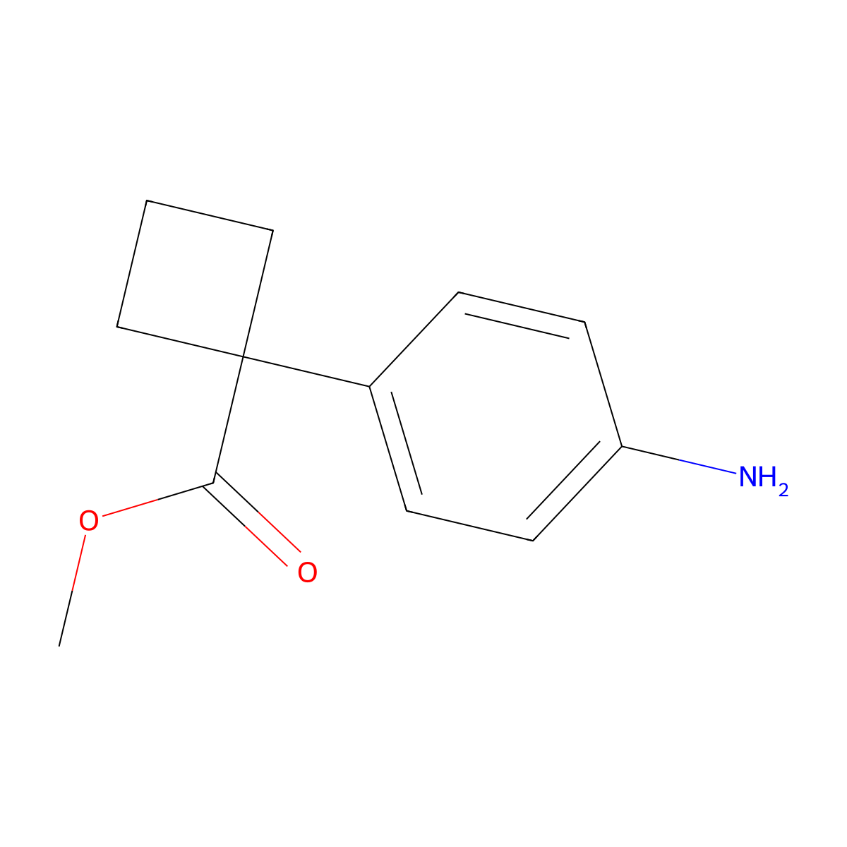 1-(4-Amino-phenyl)-cyclobutanecarboxylic acid methyl ester molecular structure, CAS 1215017-84-7