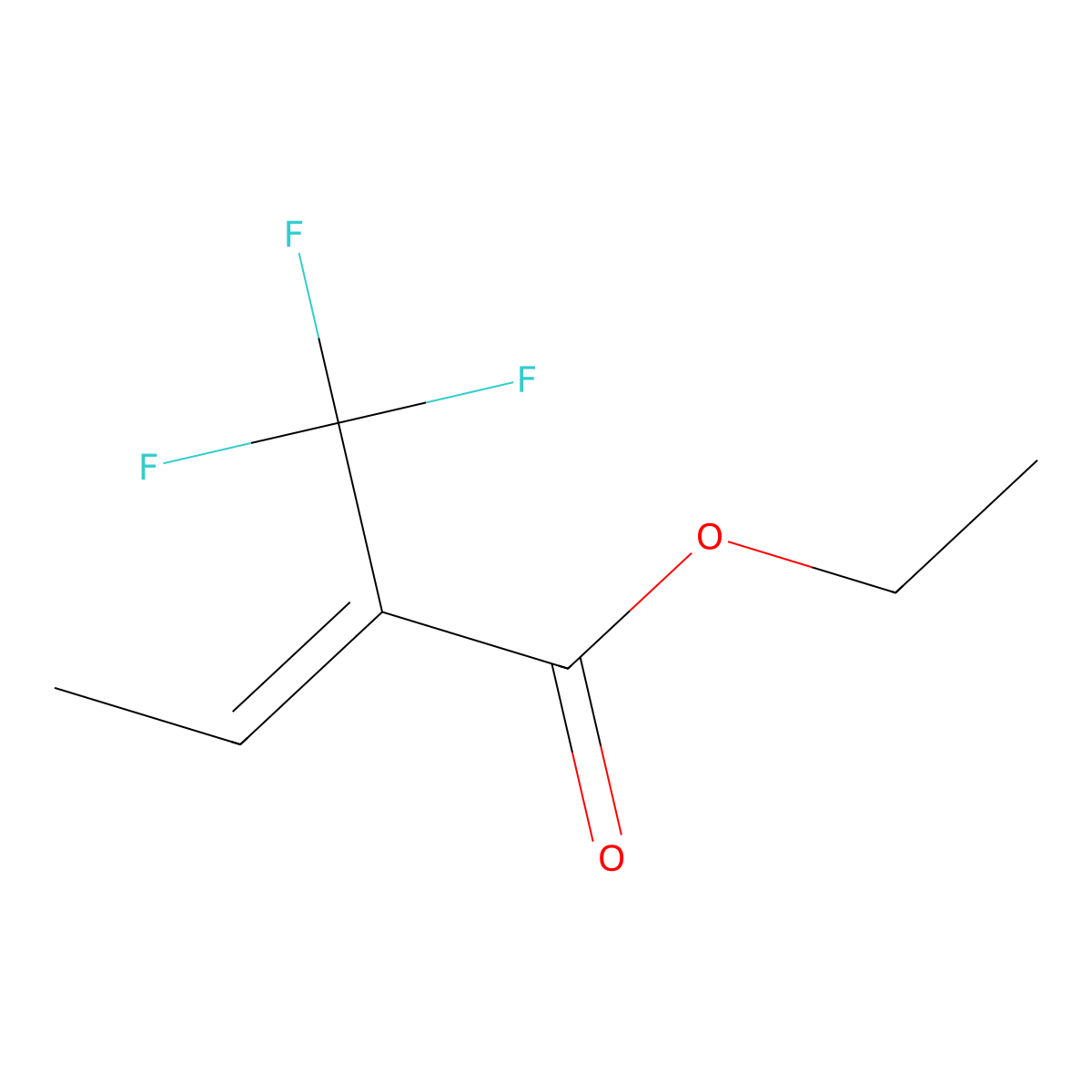 Ethyl 2-(trifluoromethyl)but-2-enoate molecular structure, CAS 1215018-51-1